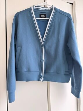Abercrombie & Fitch Blue Varsity Trim Cardigan Sweatshirt